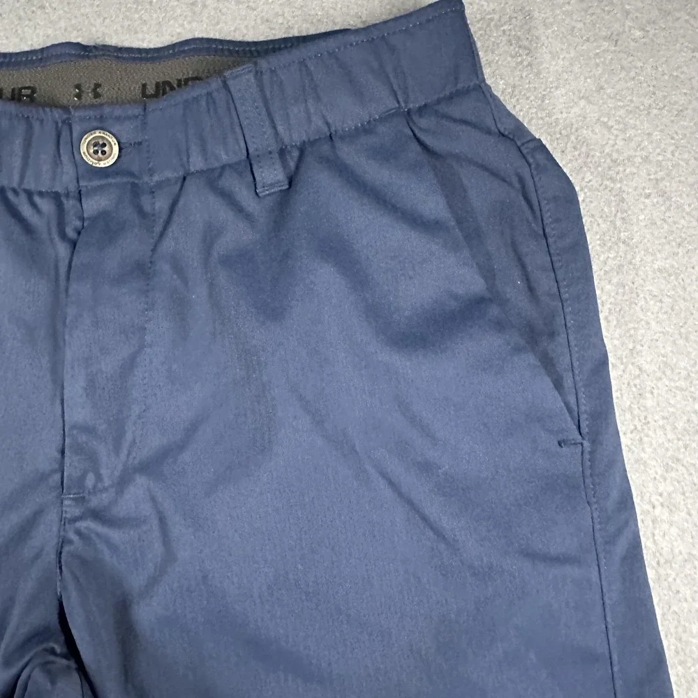 Under Armour Shorts Mens 32 Blue Solid Elastic Waist 9 Inseam Golf Casual Flat